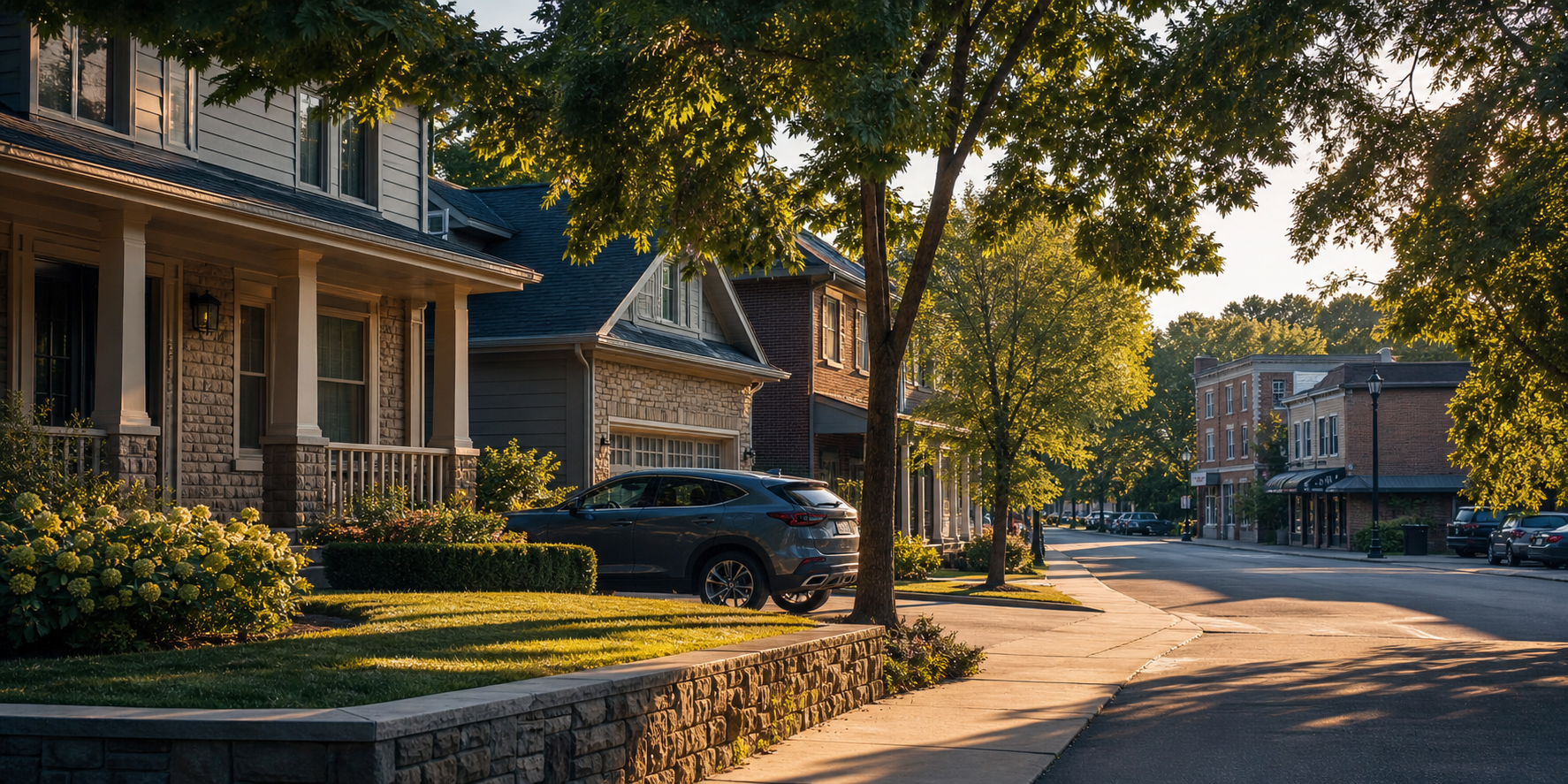A home, vehicle, and neighborhood businesses in a secure community